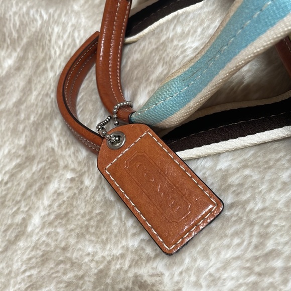 Y2K Coach Watercolor Striped Handbag with Leather Accents - Picture 4 of 16